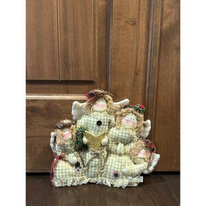 Vintage Quilted Whimsical Angel Cluster Door Stop Decor Christmas Religious